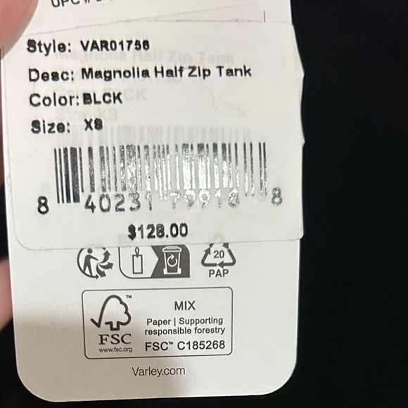 Varley Black DoubleSoft Magnolia Half Zip Top XS NWT - Picture 4 of 4